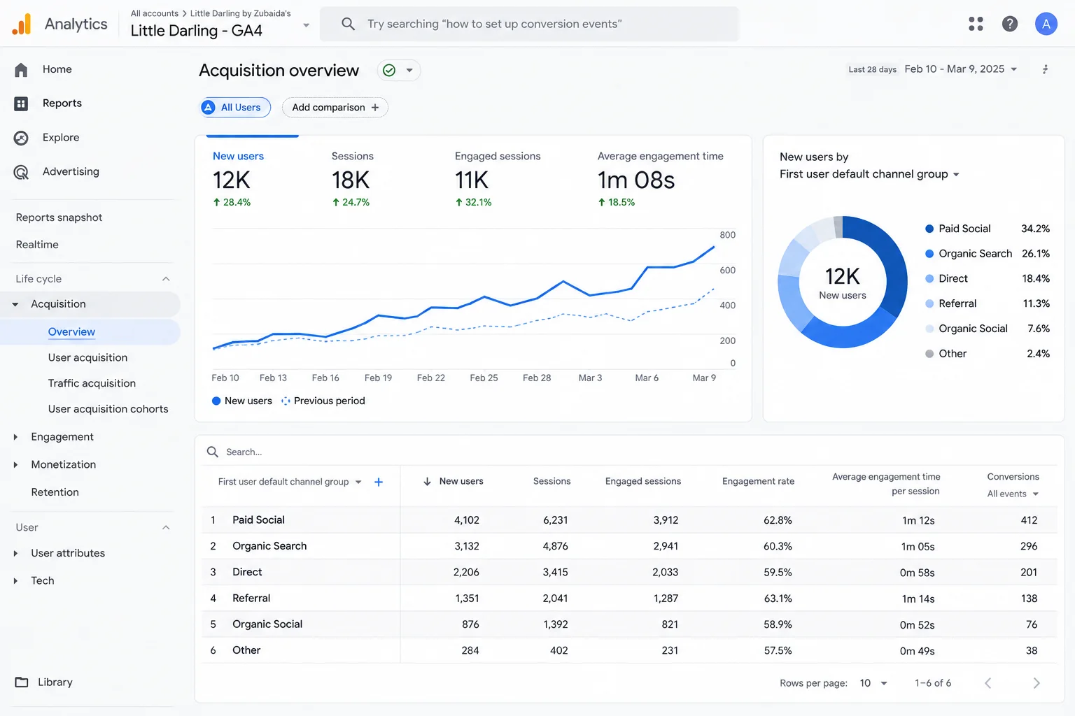 Google Analytics dashboard